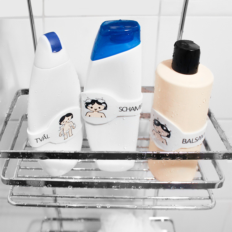 Kätevä etiketti saippua- ja shampoopulloille ryhmässä Koti / Kylpyhuone / Kylpyamme ja suihku @ SmartaSaker.se (13066)