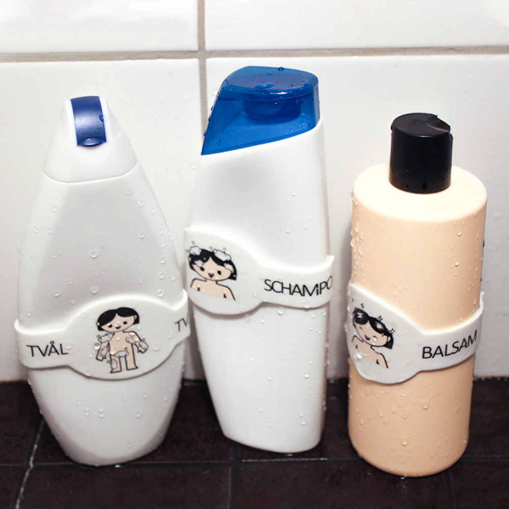 Kätevä etiketti saippua- ja shampoopulloille ryhmässä Koti / Kylpyhuone / Kylpyamme ja suihku @ SmartaSaker.se (13066)