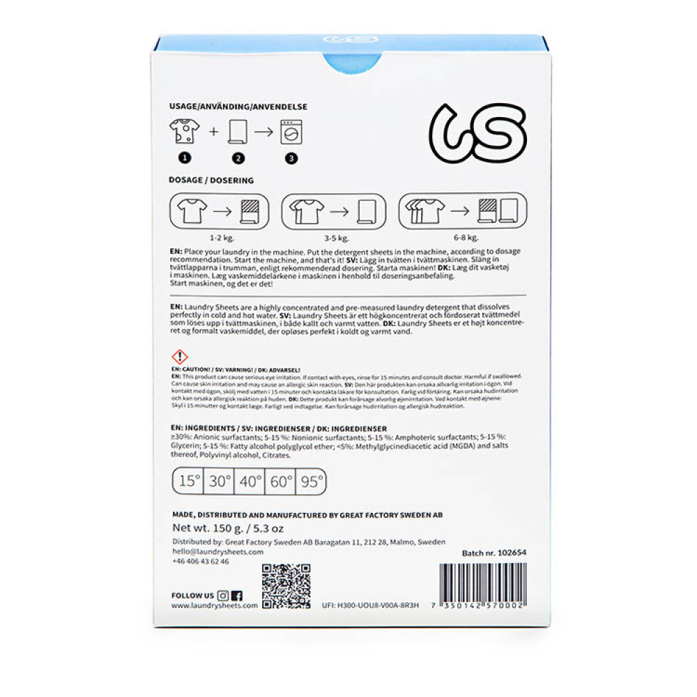 Pesuainearkit Laundry Sheets ryhmässä Koti / Siivous & kodinhoito @ SmartaSaker.se (14005)