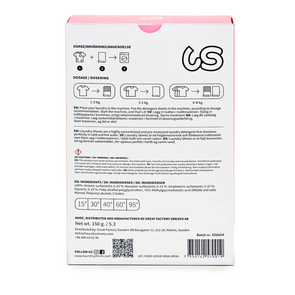 Pesuainearkit Laundry Sheets ryhmässä Koti / Siivous & kodinhoito @ SmartaSaker.se (14005)