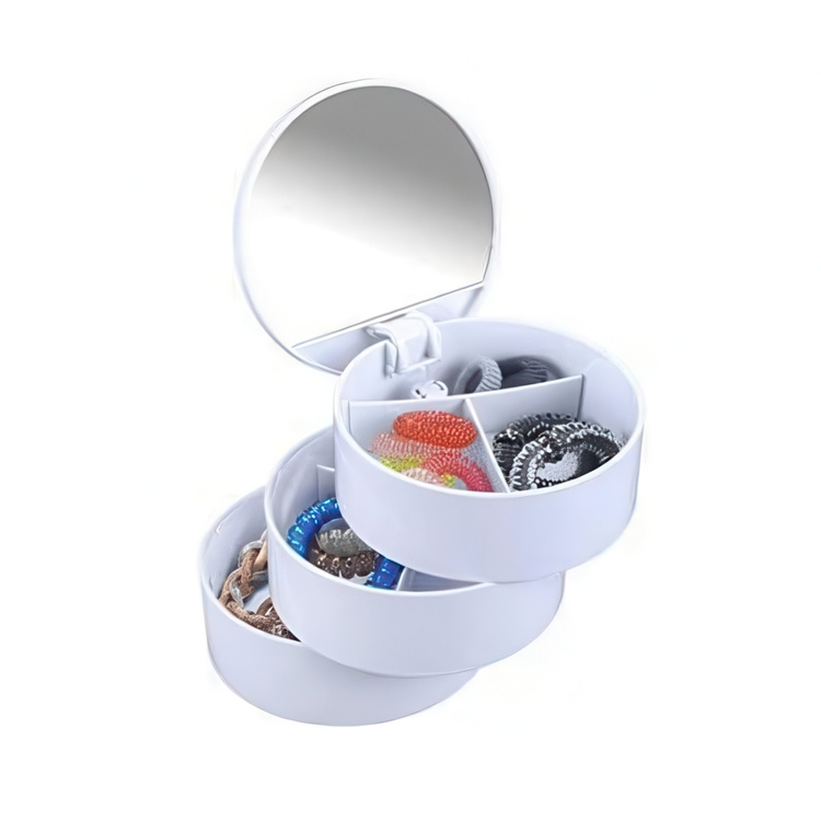 Rasia peilillä, COSMETIC TOWER, Ø 13 x K 14 cm, valkoinen ryhmässä Säilytys / Kylpyhuoneen säilytys / Meikkivarastointi @ SmartaSaker.se (40033)