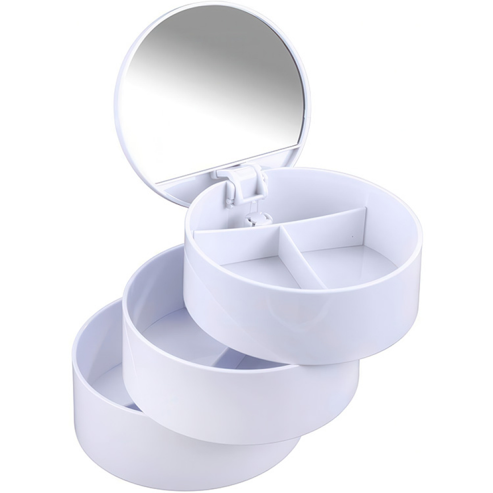 Rasia peilillä, COSMETIC TOWER, Ø 13 x K 14 cm, valkoinen ryhmässä Säilytys / Kylpyhuoneen säilytys / Meikkivarastointi @ SmartaSaker.se (40033)