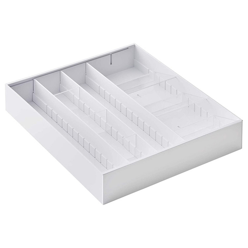 Aterinlaatikko, säädettävä, TOWER CUTLERY CASE, Yamazaki, 35 x 30–47,5 x K 5,5 cm ryhmässä Säilytys / Keittiön säilytys / Järjestä keittiökaapit / Välinepakkaukset @ SmartaSaker.se (40125)