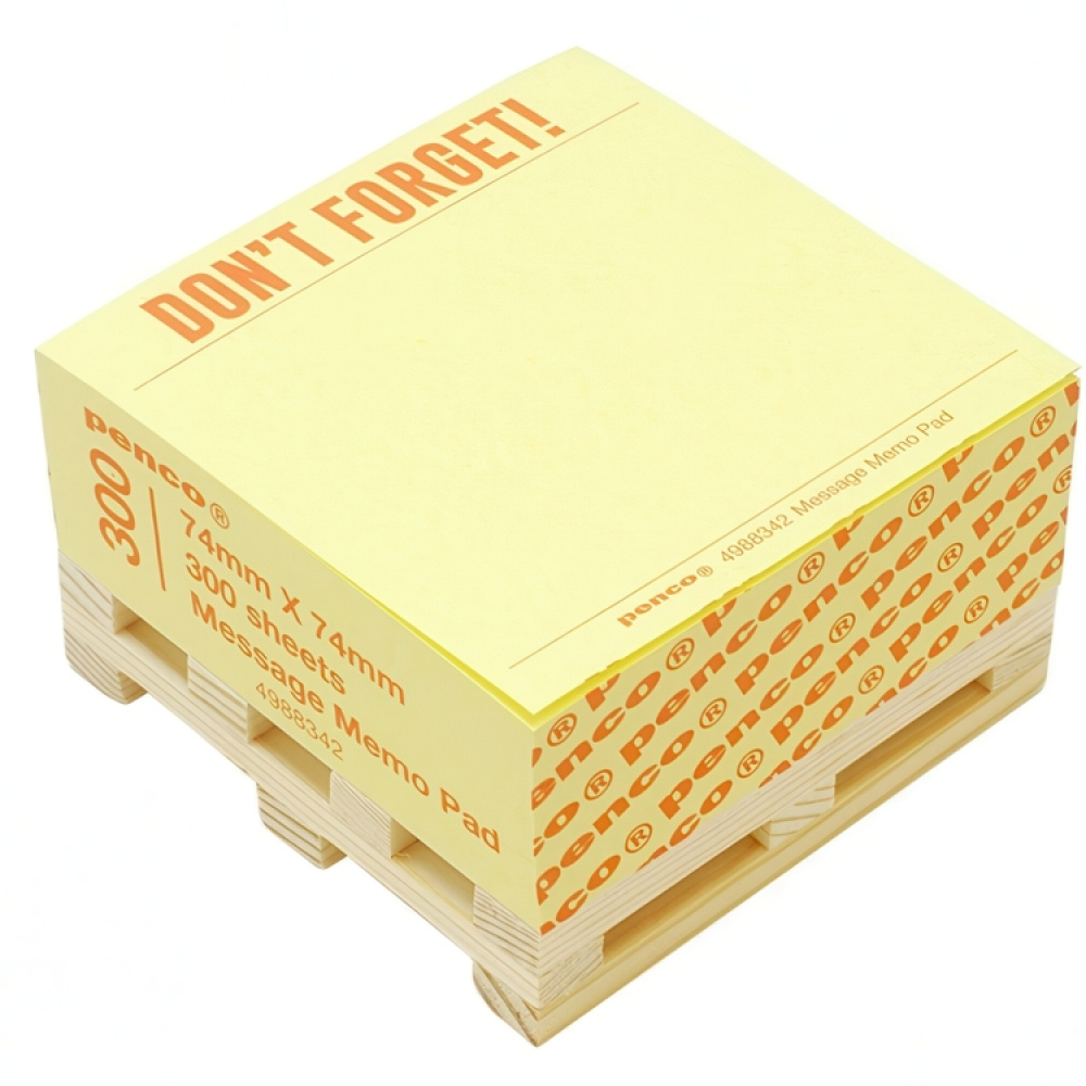 Muistilappukuutio pienellä puulavalla, PENCO DON\'T FORGET, 7,4 x 7,4 cm, keltainen ryhmässä Säilytys / Toimistotarvikkeet @ SmartaSaker.se (40134)