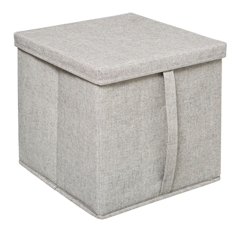 Kangaslaatikko kannella, ORGA STORAGE BOX CUBE, 31 x 31 x K 31 cm, beige-harmaa ryhmässä Säilytys / Vaatekaappivarasto @ SmartaSaker.se (40226)