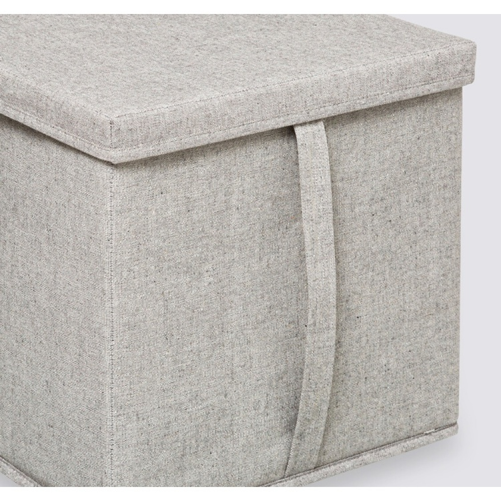Kangaslaatikko kannella, ORGA STORAGE BOX CUBE, 31 x 31 x K 31 cm, beige-harmaa ryhmässä Säilytys / Vaatekaappivarasto @ SmartaSaker.se (40226)