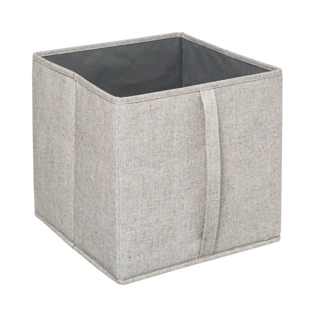 Kangaslaatikko kannella, ORGA STORAGE BOX CUBE, 31 x 31 x K 31 cm, beige-harmaa ryhmässä Säilytys / Vaatekaappivarasto @ SmartaSaker.se (40226)