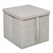 Kangaslaatikko kannella, ORGA STORAGE BOX CUBE, 31 x 31 x K 31 cm, beige-harmaa
