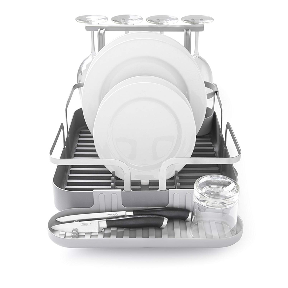 Astiankuivausteline viinilasipidikkeellä, HOLSTER DISH RACK, 42 x 34,5 x K15 cm, Umbra ryhmässä Säilytys / Keittiön säilytys / Astianpesukoneet ja tiskipöydät @ SmartaSaker.se (40450)