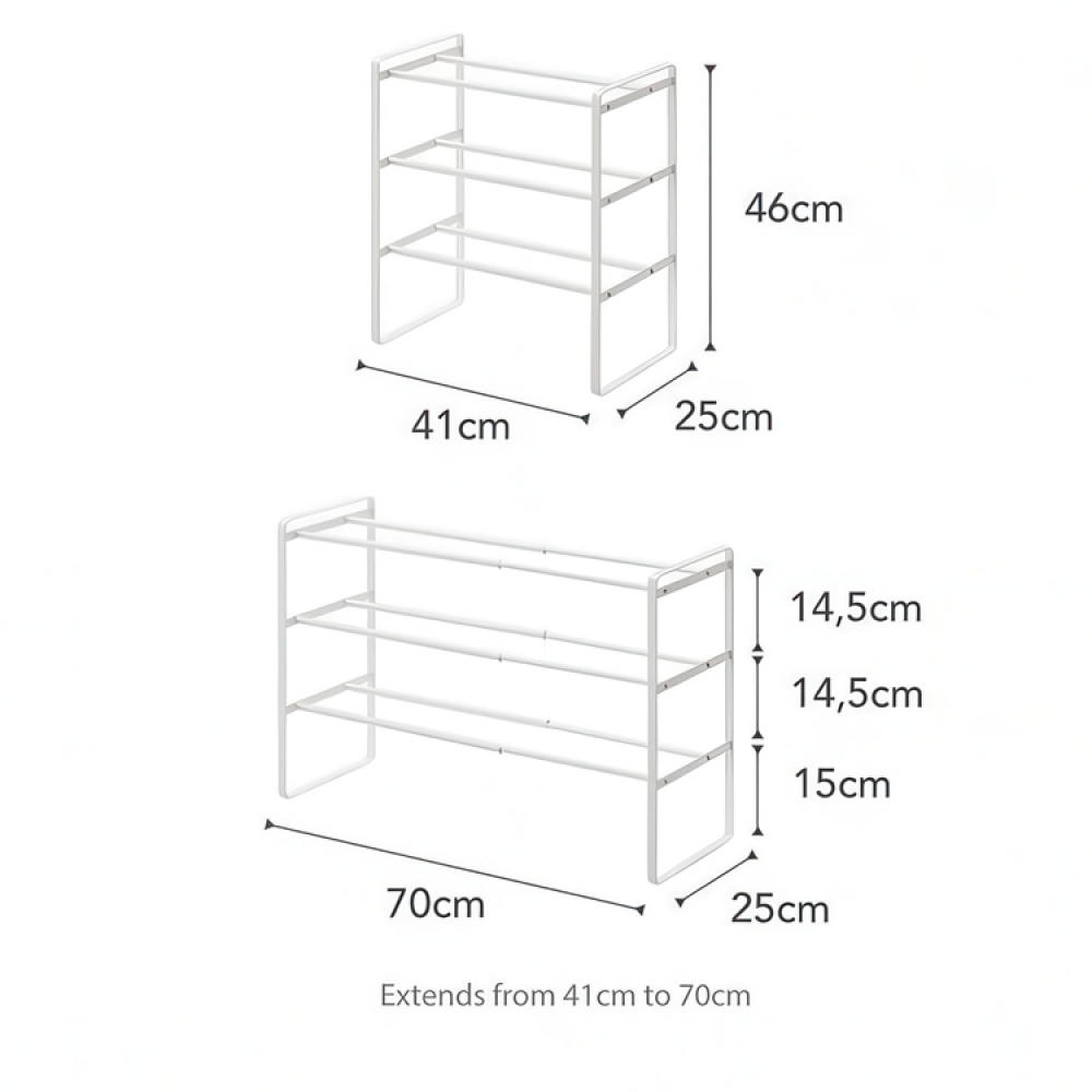 Levennettävä kenkähylly 3 tasoa, 41–70 cm, Yamazaki, musta ryhmässä Säilytys / Eteistallennus / Kenkätelineet @ SmartaSaker.se (40563)