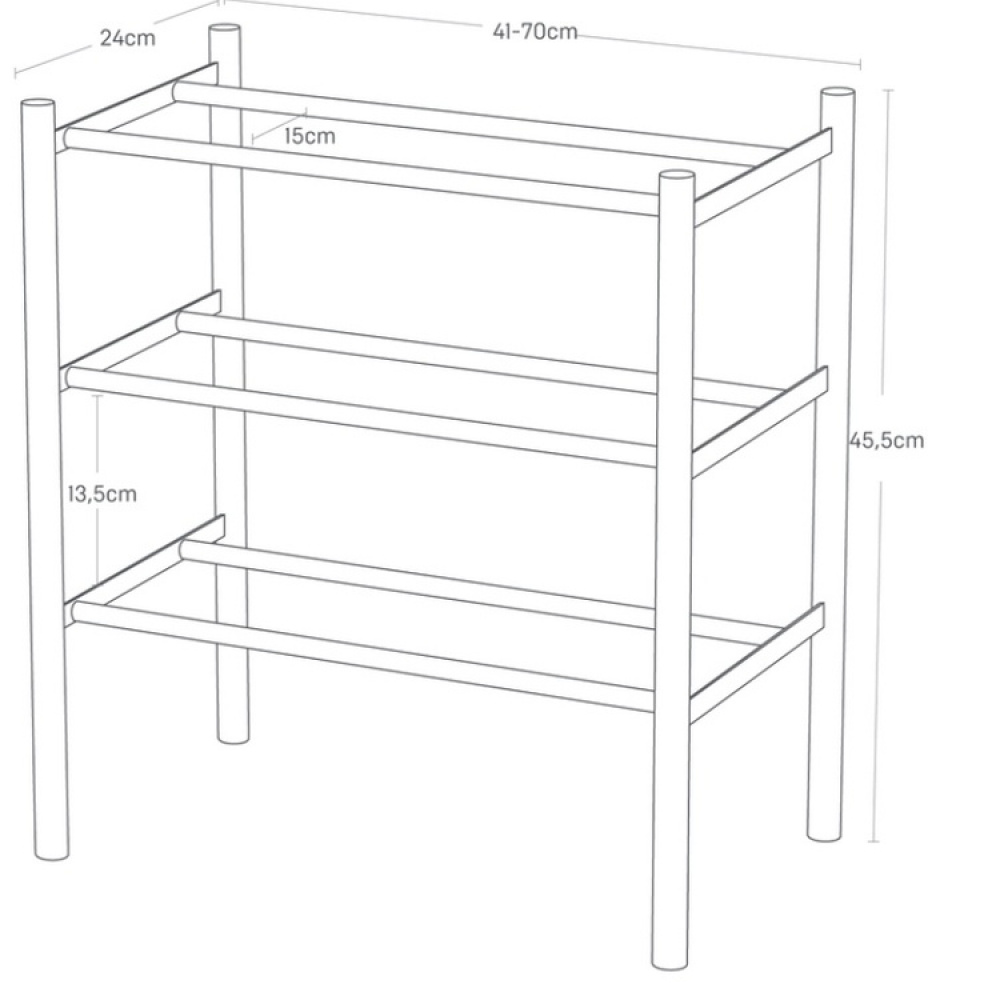 Laajennettava kenkähylly puuta ja metallia, 41–70 cm, Yamazaki ryhmässä Säilytys / Eteistallennus / Kenkätelineet @ SmartaSaker.se (40567)