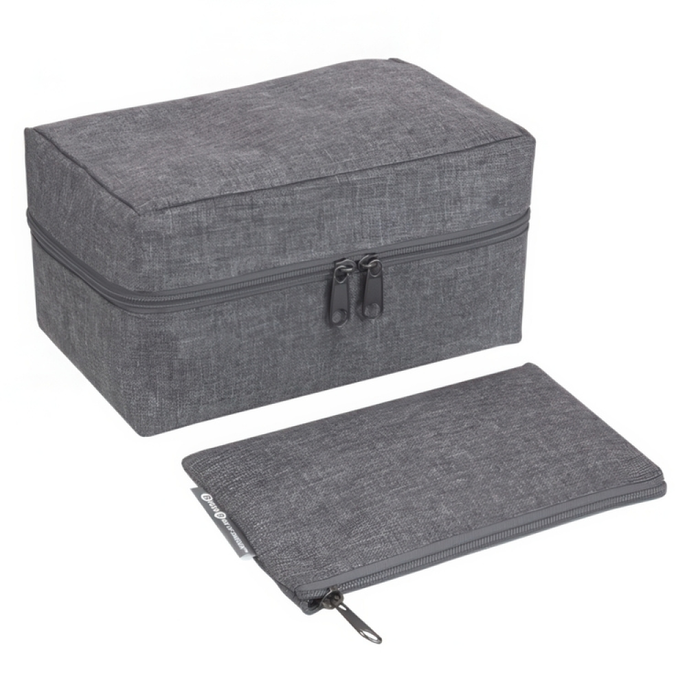 Asustekotelo lisäpussilla, BIGSO ACCESSORIES ORGANIZER, harmaa ryhmässä Säilytys / Kylpyhuoneen säilytys / Meikkivarastointi @ SmartaSaker.se (40607)
