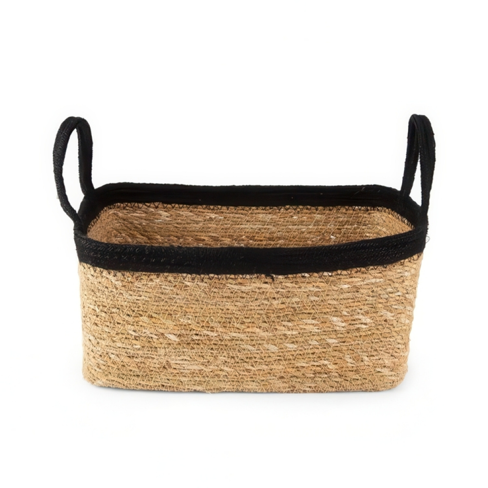 Säilytyskori merilevästä ja juutista, MEDIUM PANIER DE RANGEMENT, 29 x 20 x K 15 cm, Luonnonvärinen / Musta ryhmässä Säilytys / Vaatekaappivarasto @ SmartaSaker.se (40735)