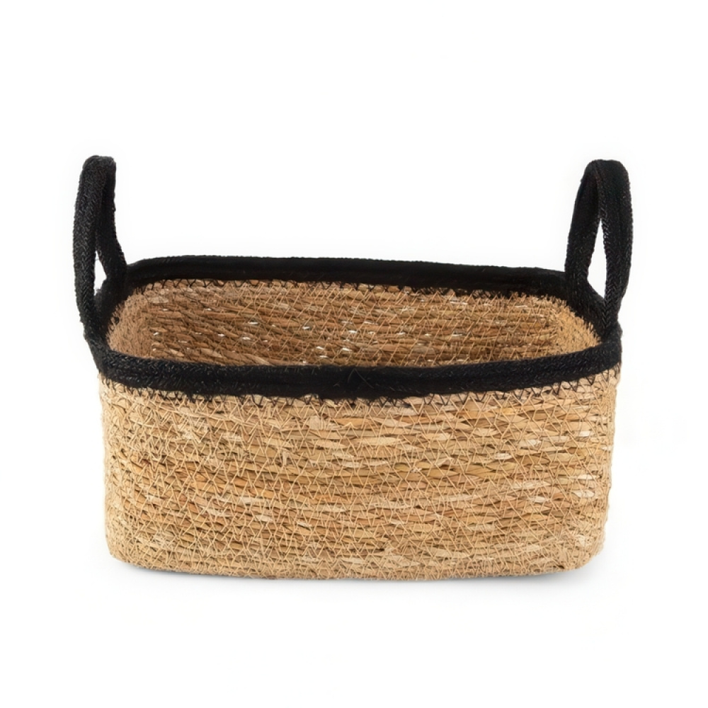Säilytyskori merilevästä ja juutista, SMALL PANIER DE RANGEMENT, 24 x 15 x K 12 cm, Luonnollinen / Musta ryhmässä Säilytys / Vaatekaappivarasto @ SmartaSaker.se (40736)