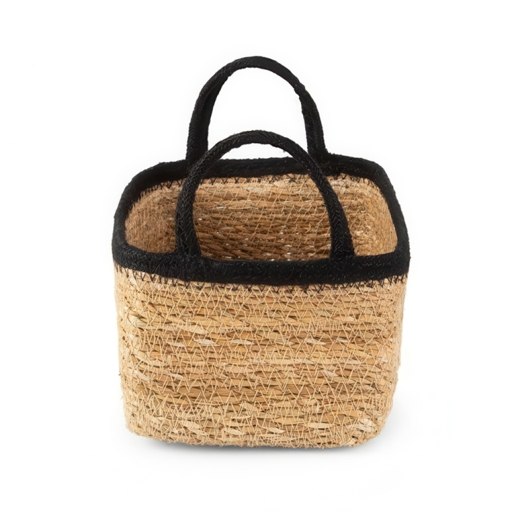 Säilytyskori merilevästä ja juutista, SMALL PANIER DE RANGEMENT, 24 x 15 x K 12 cm, Luonnollinen / Musta ryhmässä Säilytys / Vaatekaappivarasto @ SmartaSaker.se (40736)