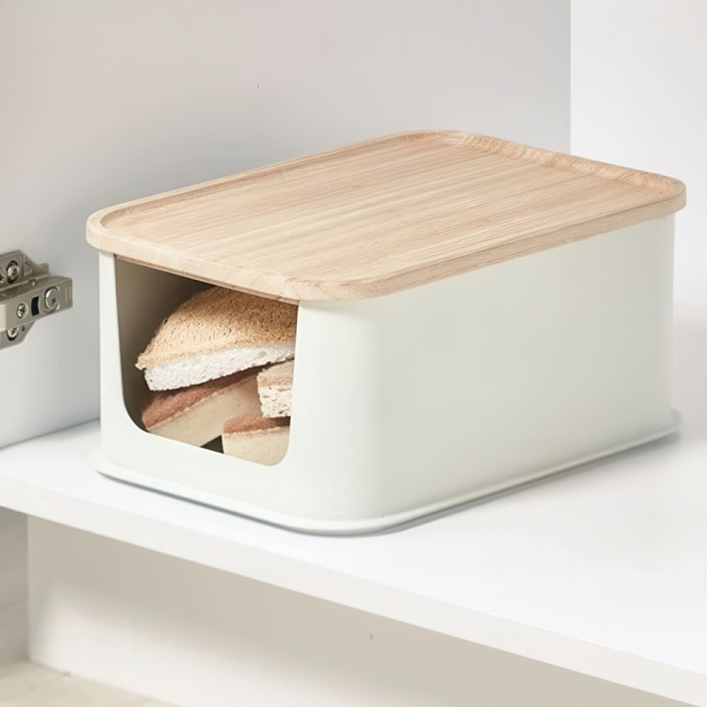Säilytyslaatikko puukannella, iDesign ryhmässä Säilytys / Keittiön säilytys / Järjestä keittiökaapit @ SmartaSaker.se (40827)