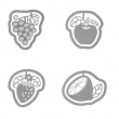 Hedelmänmuotoiset paperiliittimet E-CLIPS - FRUIT, 16 kpl, Midori, hopea