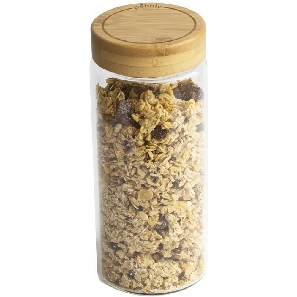 Lasipurkki bambukannella 0,65 l, Pebbly ryhmässä Säilytys / Keittiön säilytys / Ruoan säilytysastiat / Lasiateriat @ SmartaSaker.se (41021)