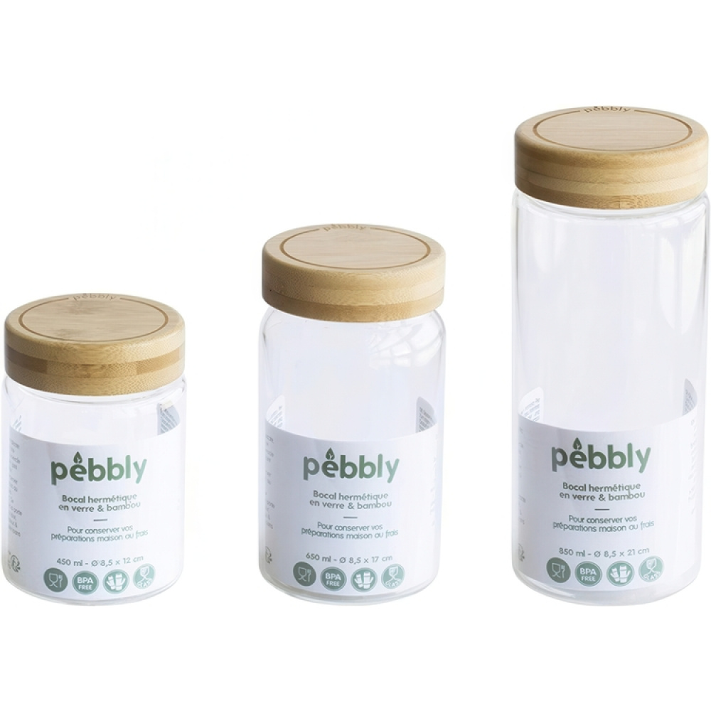 Lasipurkki bambukannella 0,85 l, Pebbly ryhmässä Säilytys / Keittiön säilytys / Ruoan säilytysastiat / Lasiateriat @ SmartaSaker.se (41022)