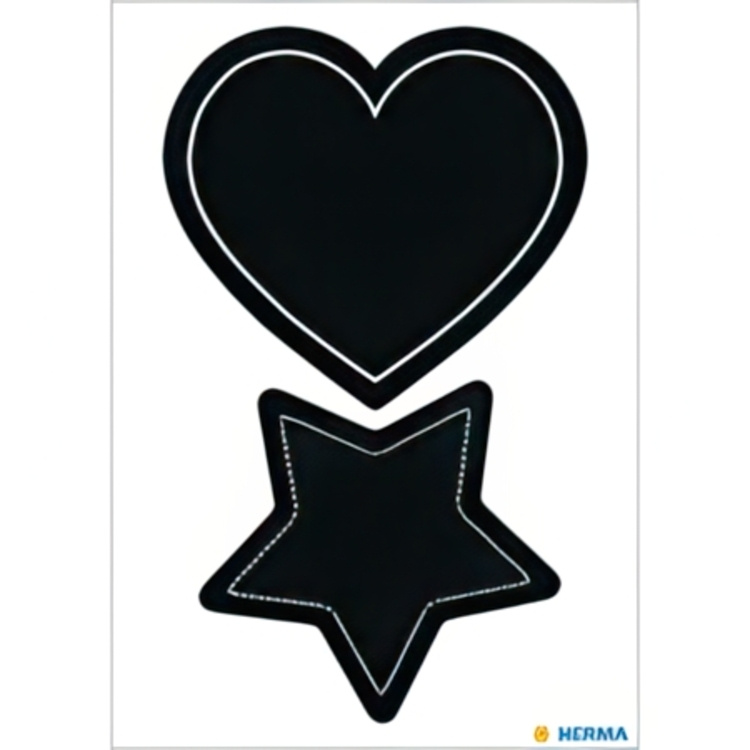 Liitutarrat, HERMA LARGE HEART / STAR, 4 kpl, mustat ryhmässä Säilytys @ SmartaSaker.se (41037)