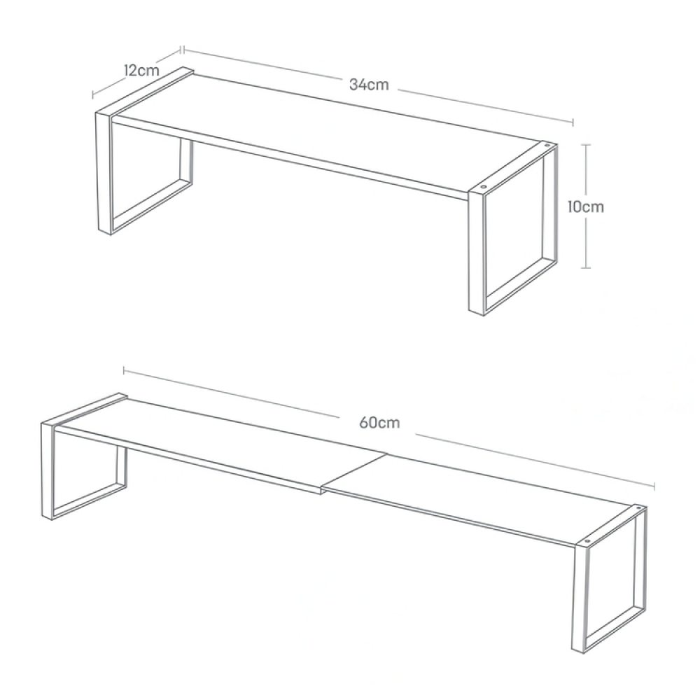 Säädettävä metallinen sisähylly, 34–60 cm, Yamazaki ryhmässä Säilytys / Eteistallennus @ SmartaSaker.se (41186)