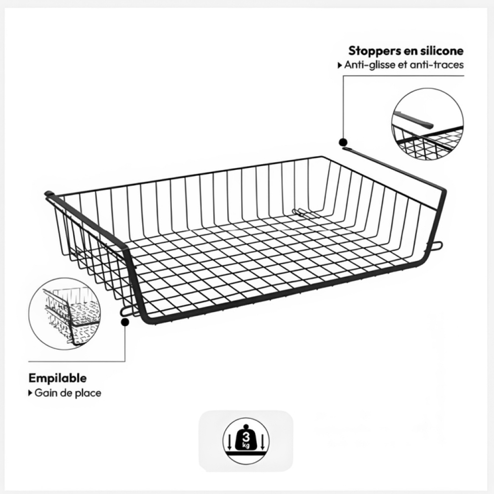 Pinottava ripustuskori metallia, 51,5 cm ryhmässä Säilytys / Keittiön säilytys / Järjestä keittiökaapit / Alahylly-säilytys @ SmartaSaker.se (41323)