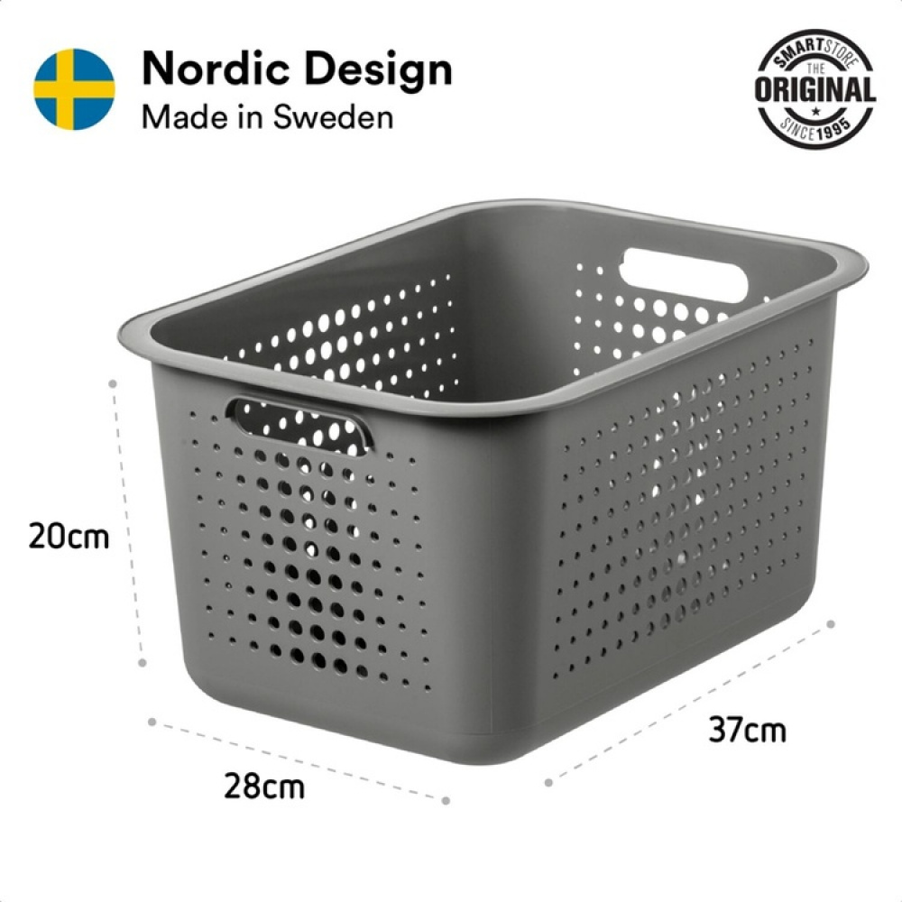 Säilytyskori kierrätysmuovista 13 l, SmartStore, harmaa ryhmässä Säilytys / Säilytyskorit / SmartStore säilytyslaatikot @ SmartaSaker.se (41468)