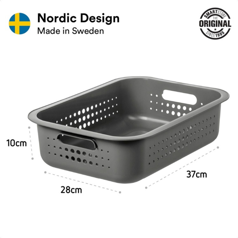 Säilytyskori kierrätysmuovista 6 l, SmartStore, harmaa ryhmässä Säilytys / Varastointi- ja autotallivarasto / Korjeja ja ämpäreitä @ SmartaSaker.se (41501)