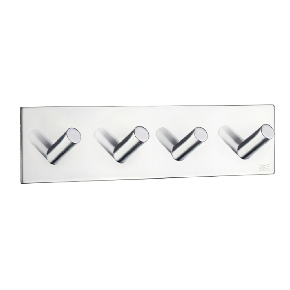 Hook rail with 4 hooks, self-adhesive, square design, Beslagsboden ryhmässä Säilytys / Magnetit ja itsekiinnittyvät / Itsekiinnittyvät koukut @ SmartaSaker.se (41579)