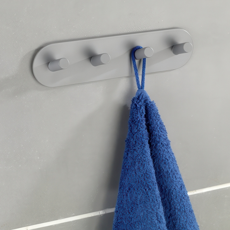 Koukkulista, 4 koukkua, itsekiinnittyvä, metalli, PIENCO QUADRO ryhmässä Säilytys / Eteistallennus / Koukut ja ripustimet @ SmartaSaker.se (41582)