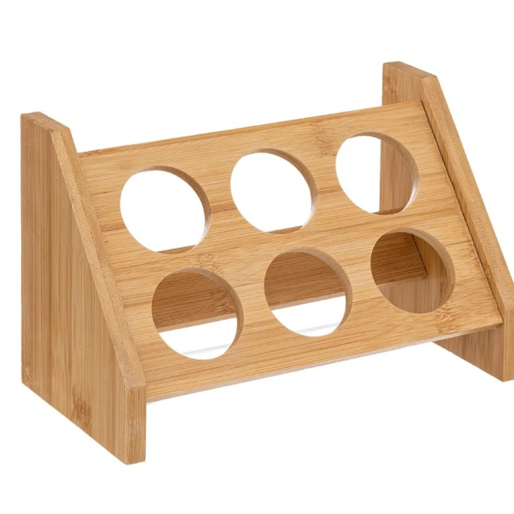 Bambuinen maustehylly ja 6 lasipurkkia, BAMBOO SPICE RACK, Luonnonvärinen ryhmässä Säilytys / Keittiön säilytys / Järjestä keittiökaapit / Maustehyllyt @ SmartaSaker.se (41609)