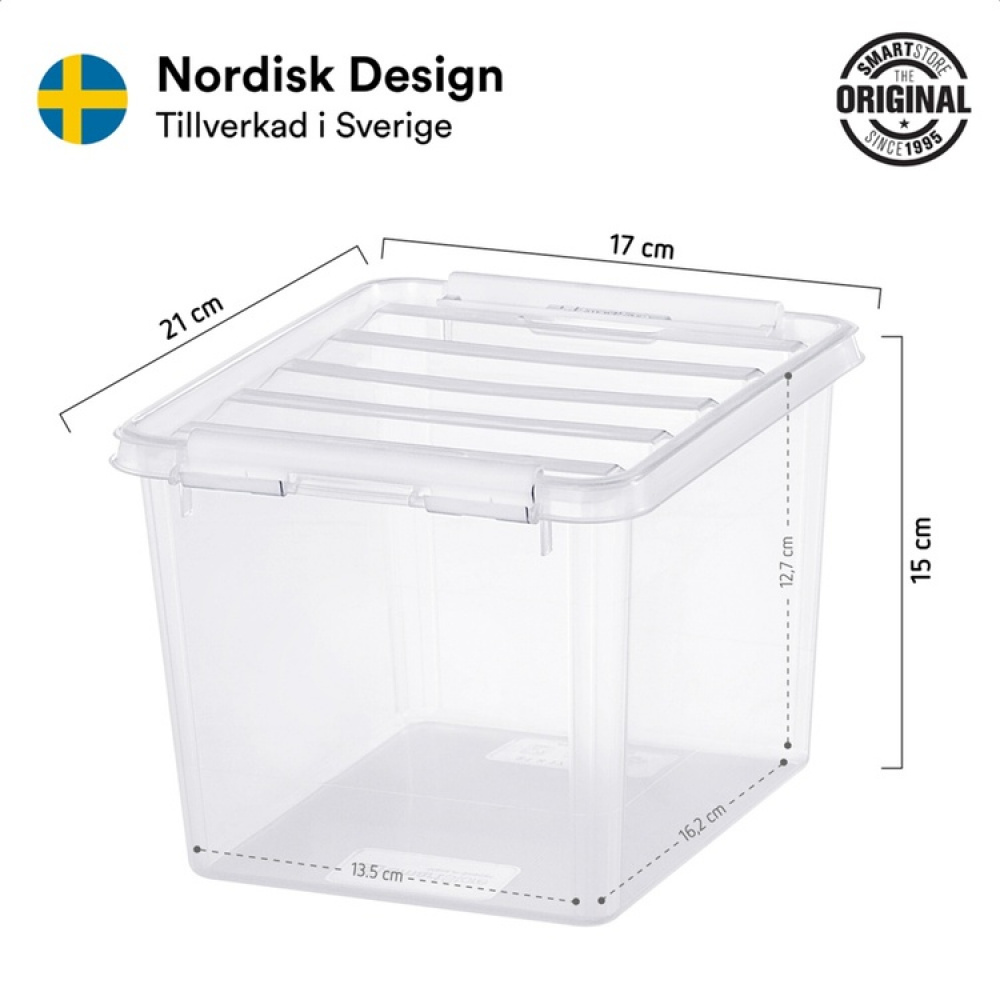 Säilytyslaatikko 3 l, SmartStore, kirkas/musta ryhmässä Säilytys / Säilytyskorit / Pienvarastointi / Askar @ SmartaSaker.se (41649)