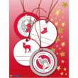 Ylelliset riippuetiketit jouluaiheilla, 4 kpl, 3D CHRISTMAS GIFT TAGS, Ø 5 cm