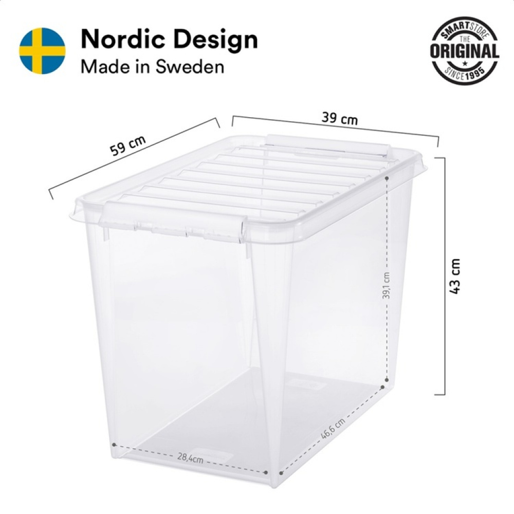 Suuri säilytyslaatikko kannella, kierrätysmuovia 66 l, SmartStore, musta ryhmässä Säilytys / Säilytyskorit / SmartStore säilytyslaatikot @ SmartaSaker.se (41721)