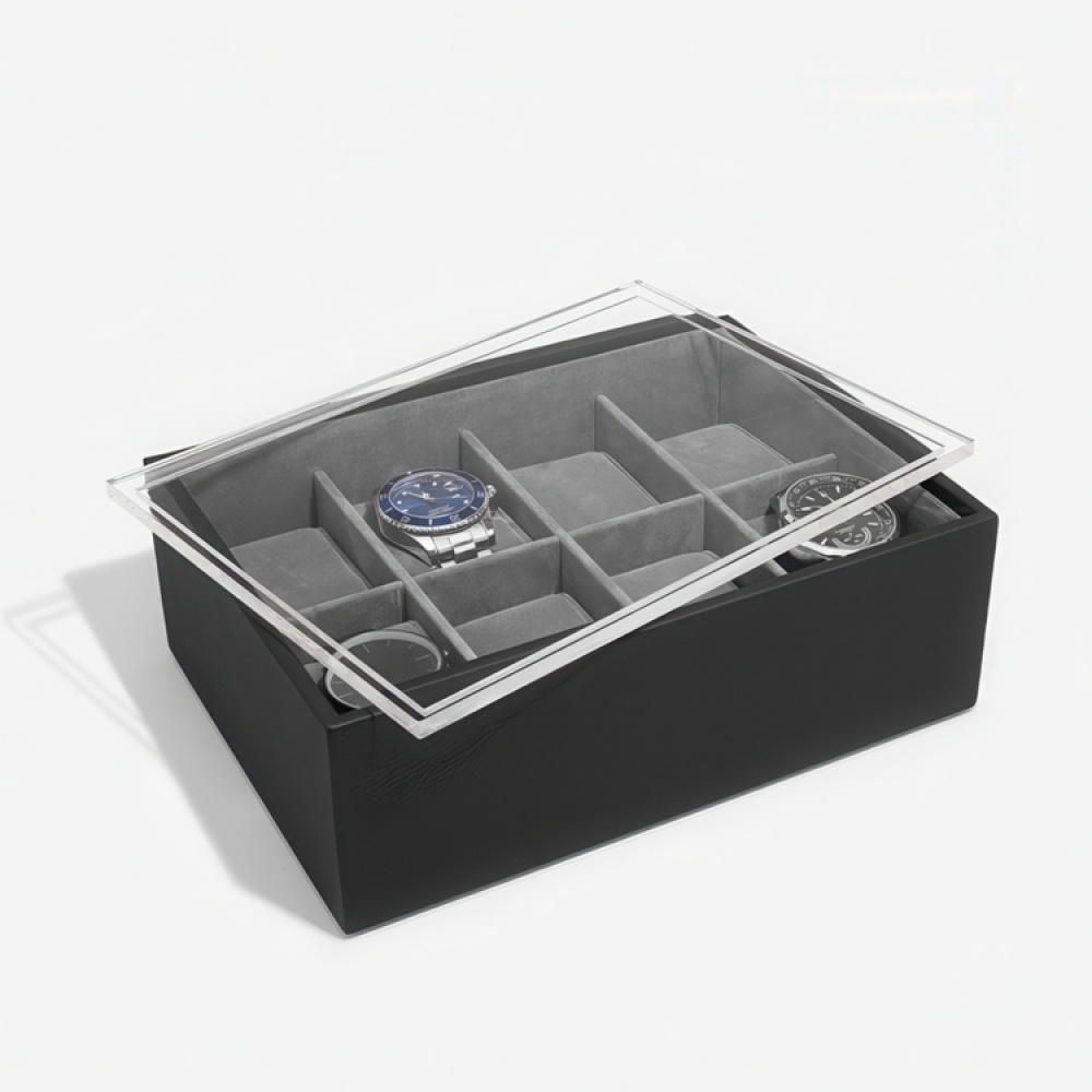 Kellojen säilytysrasia näyttökannella, STACKERS WATCH BOX, 18 x 26 x K 9,5 cm Musta ryhmässä Säilytys / Makuuhuonevarastointi / Kellolaatikot @ SmartaSaker.se (41738)