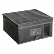 Kangassäilytyslaatikko kannella, ORSO STORAGE BOX SMALL, 30 x 30 x K 15 cm, tummanharmaa