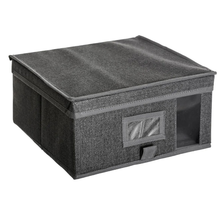 Kangassäilytyslaatikko kannella, ORSO STORAGE BOX SMALL, 30 x 30 x K 15 cm, tummanharmaa ryhmässä Säilytys / Säilytyskorit @ SmartaSaker.se (41772)