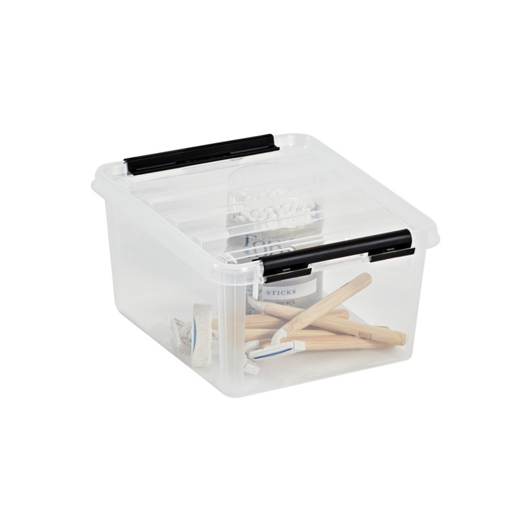 Säilytyslaatikko kannella 2 l, SmartStore, kirkas/musta ryhmässä Säilytys / Säilytyskorit / SmartStore säilytyslaatikot @ SmartaSaker.se (41776)