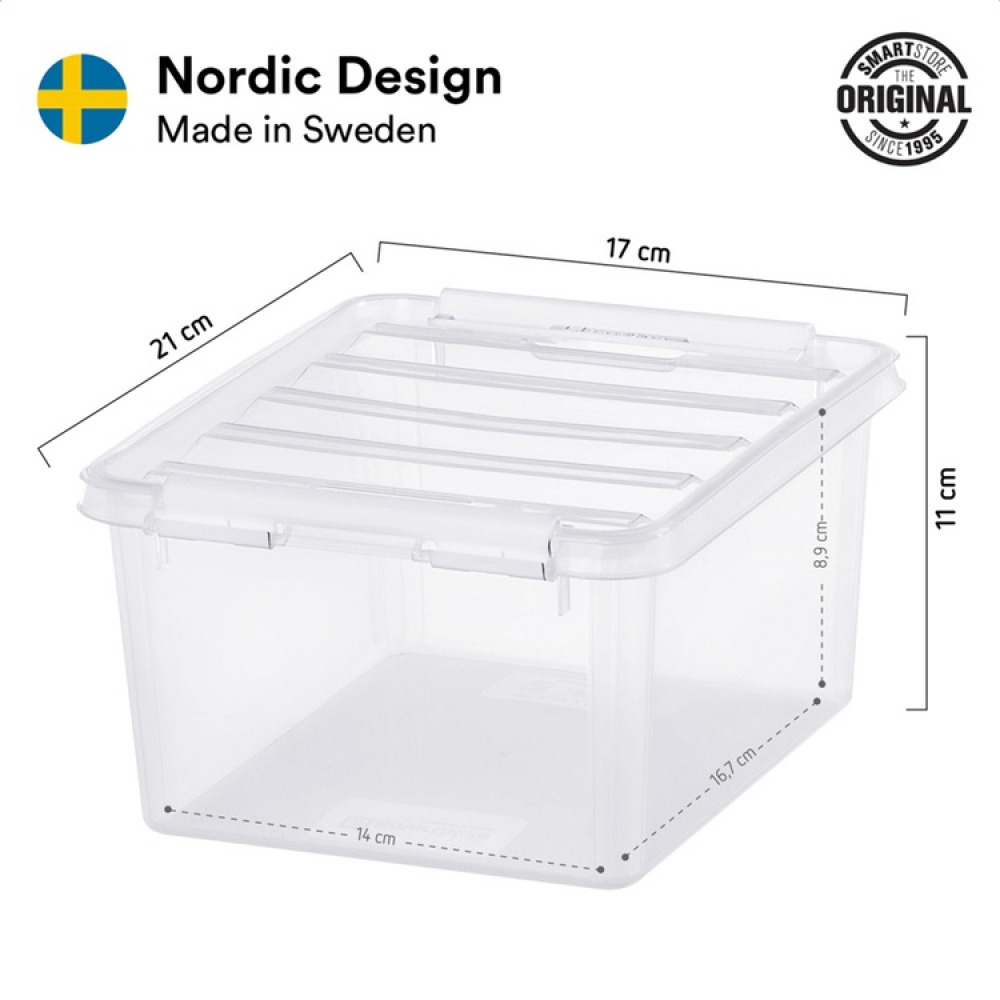 Säilytyslaatikko kannella 2 l, SmartStore, kirkas/musta ryhmässä Säilytys / Säilytyskorit / SmartStore säilytyslaatikot @ SmartaSaker.se (41776)