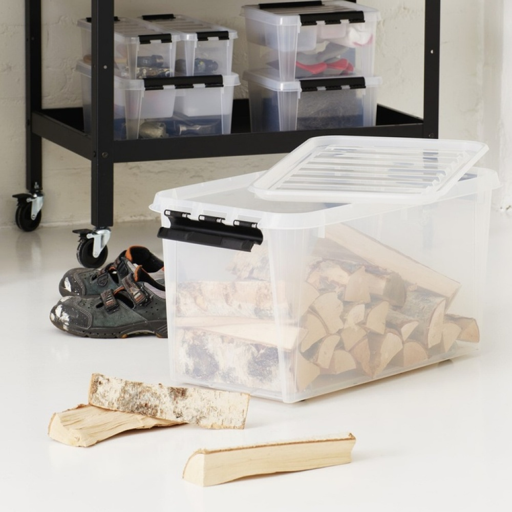 Suuri säilytyslaatikko kannella ja pyörillä 70 l, SmartStore, Kirkas/musta ryhmässä Säilytys / Säilytyskorit @ SmartaSaker.se (41797)