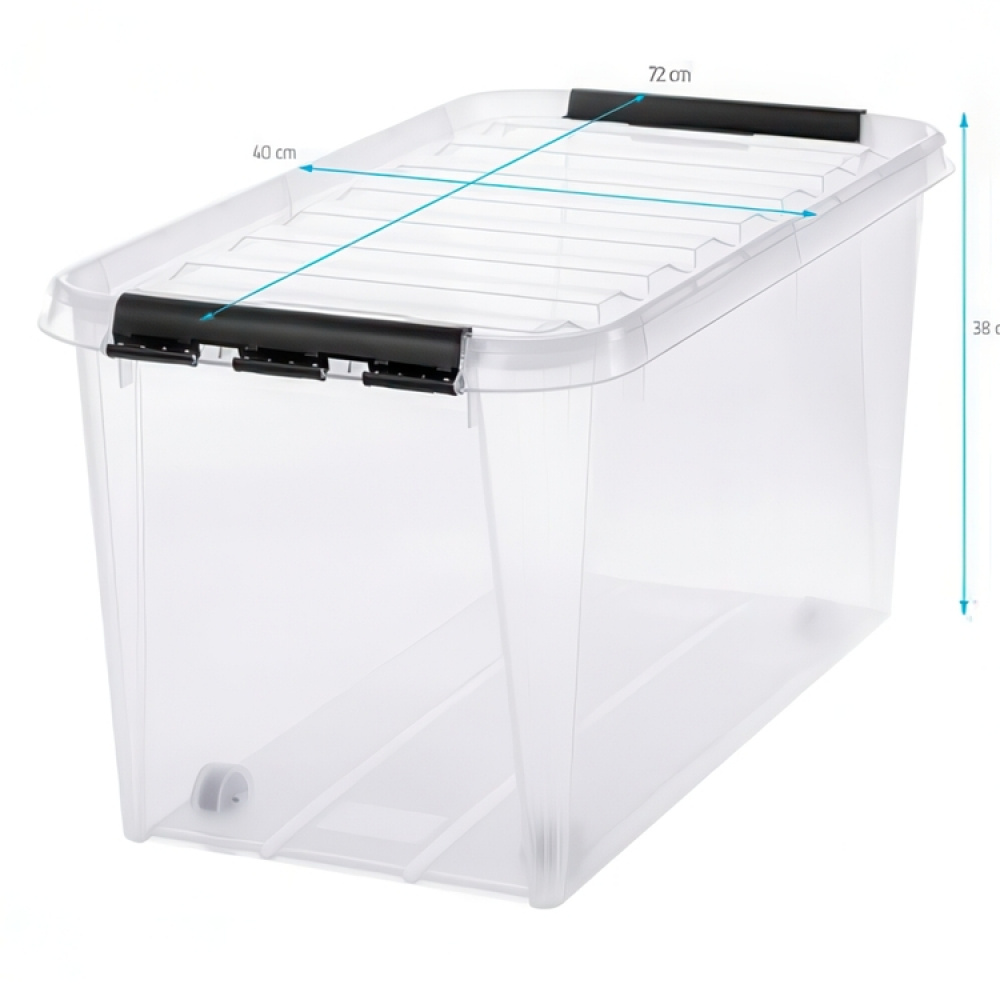 Suuri säilytyslaatikko kannella ja pyörillä 70 l, SmartStore, Kirkas/musta ryhmässä Säilytys / Säilytyskorit @ SmartaSaker.se (41797)