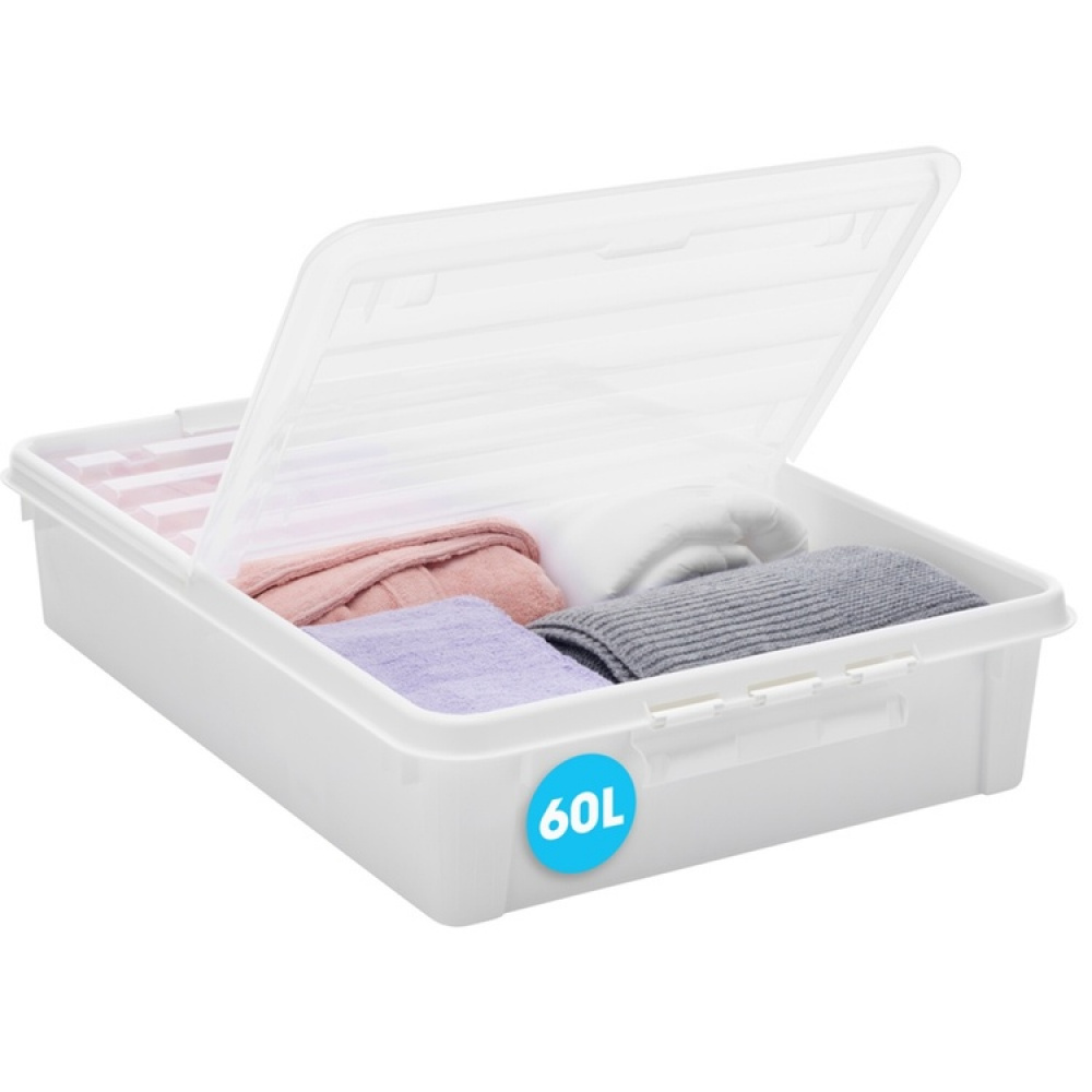 Suuri sängynalussäilytyslaatikko pyörillä 60 l, SmartStore, kirkas/musta ryhmässä Säilytys / Makuuhuonevarastointi / Sängynalustavarasto @ SmartaSaker.se (41838)