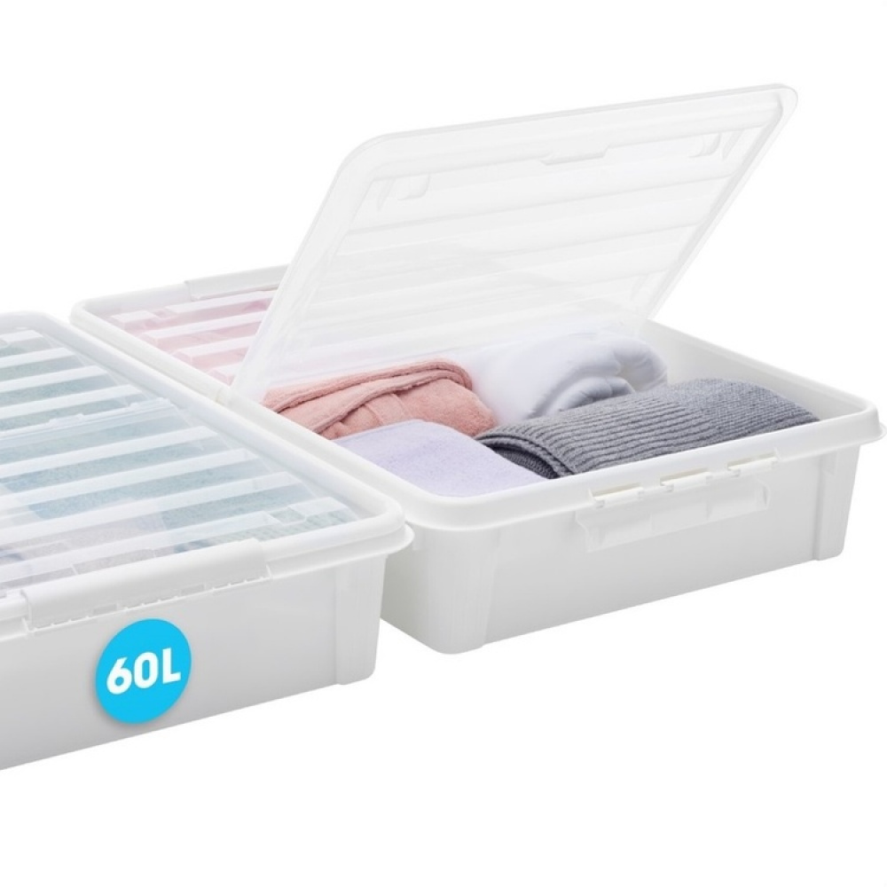 Suuri sängynalussäilytyslaatikko pyörillä 60 l, SmartStore, kirkas/musta ryhmässä Säilytys / Makuuhuonevarastointi / Sängynalustavarasto @ SmartaSaker.se (41838)