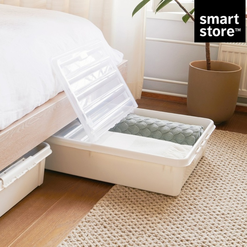 Suuri sängynalussäilytyslaatikko pyörillä 60 l, SmartStore, kirkas/musta ryhmässä Säilytys / Makuuhuonevarastointi / Sängynalustavarasto @ SmartaSaker.se (41838)