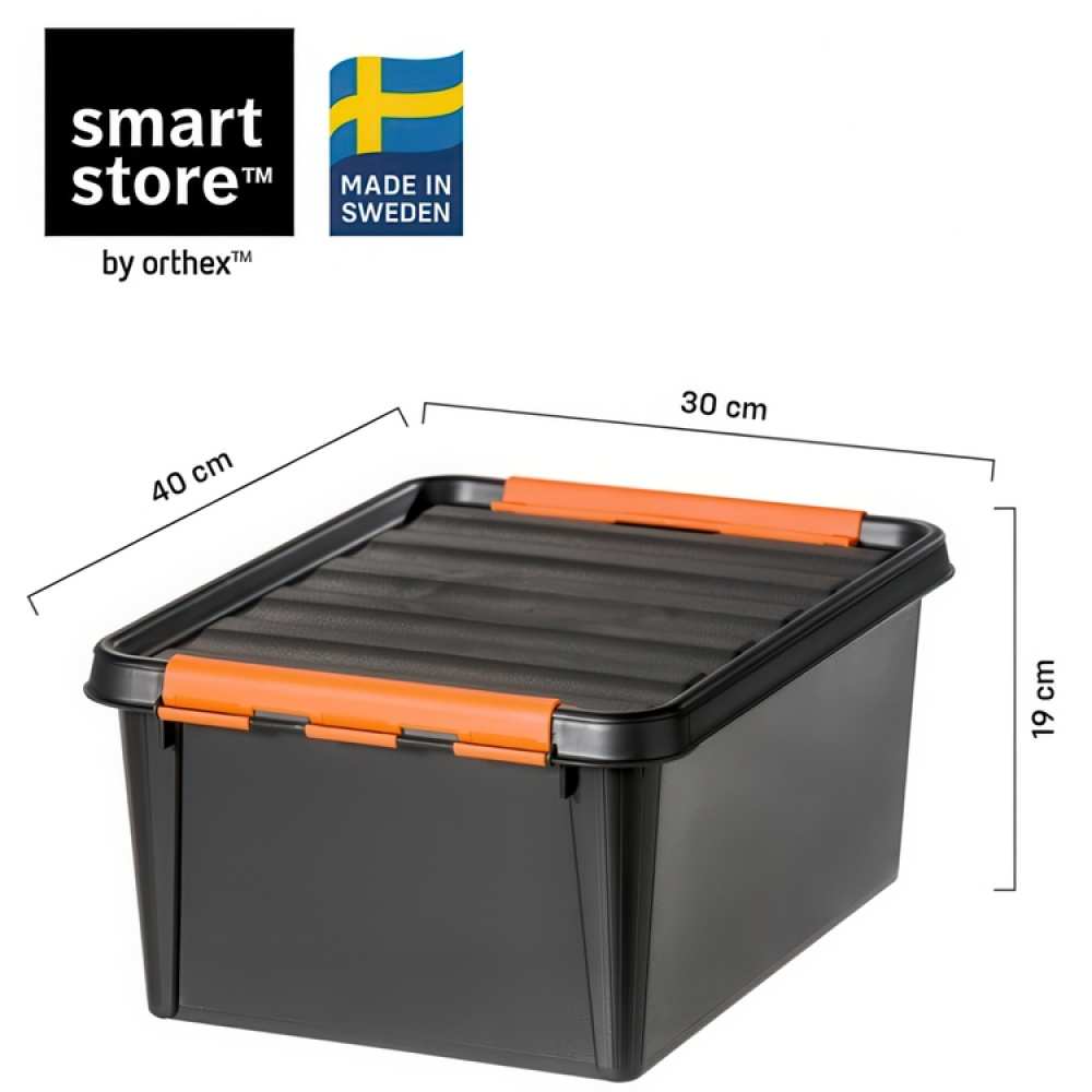 Säilytyslaatikko kannella 14 l, SmartStore Pro, musta/oranssi ryhmässä Säilytys / Säilytyskorit / SmartStore säilytyslaatikot @ SmartaSaker.se (41863)