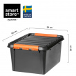 Säilytyslaatikko kannella 31 l, SmartStore Pro, musta/oranssi