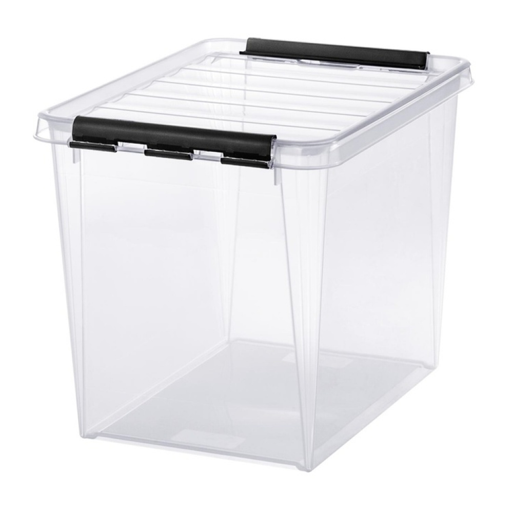 Korkea säilytyslaatikko kannella 25 l, SmartStore, kirkas/musta ryhmässä Säilytys / Säilytyskorit / SmartStore säilytyslaatikot @ SmartaSaker.se (41866)