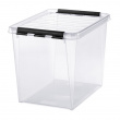 Korkea säilytyslaatikko kannella 25 l, SmartStore, kirkas/musta