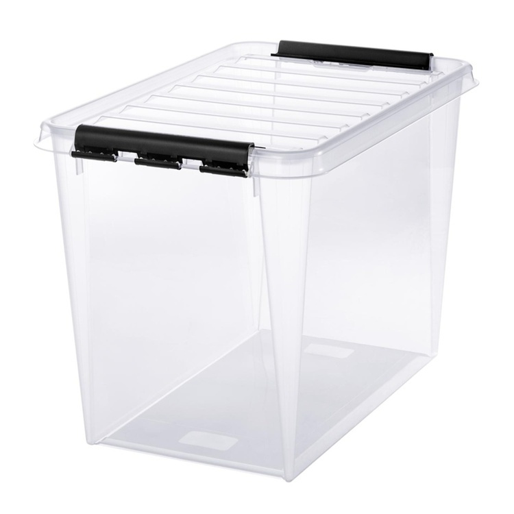 Iso säilytyslaatikko kannella 66 l, SmartStore, kirkas/musta ryhmässä Säilytys / Säilytyskorit @ SmartaSaker.se (41877)