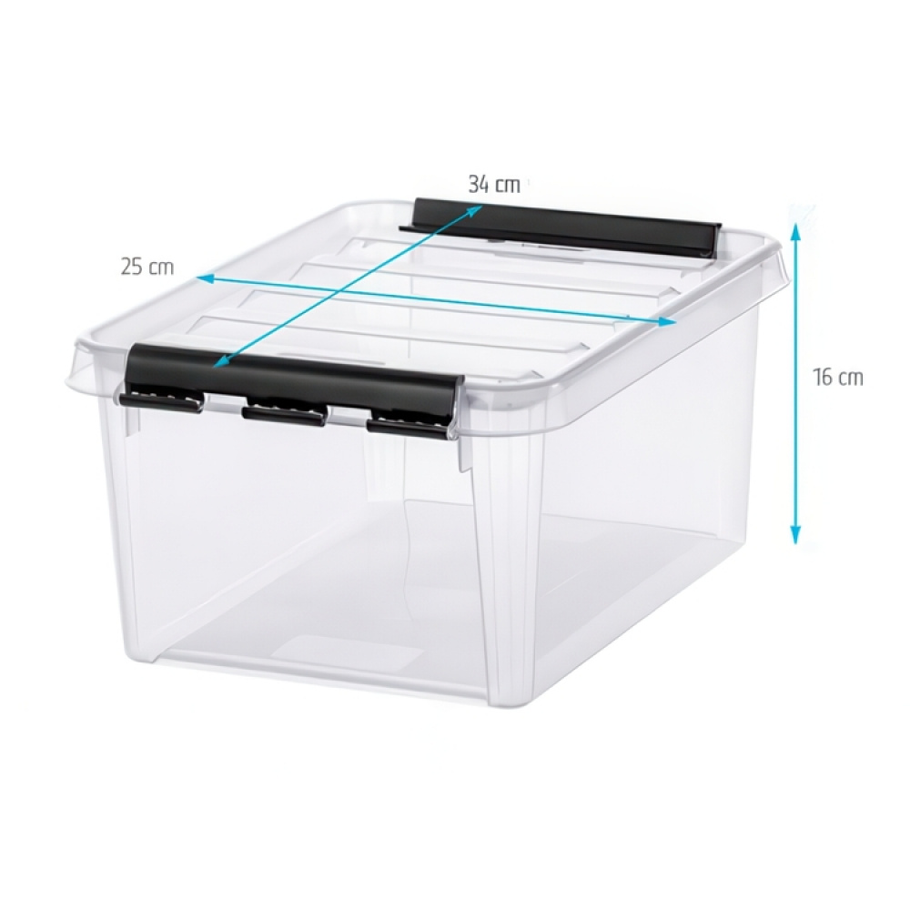 Säilytyslaatikko kannella 8 l, SmartStore, kirkas/musta ryhmässä Säilytys / Säilytyskorit / SmartStore säilytyslaatikot @ SmartaSaker.se (41878)